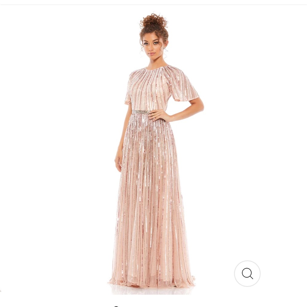 New Mac Duggal Sequined Sleeve Gown 12 Rose Maxi 4913
Full length, sparkly maxi